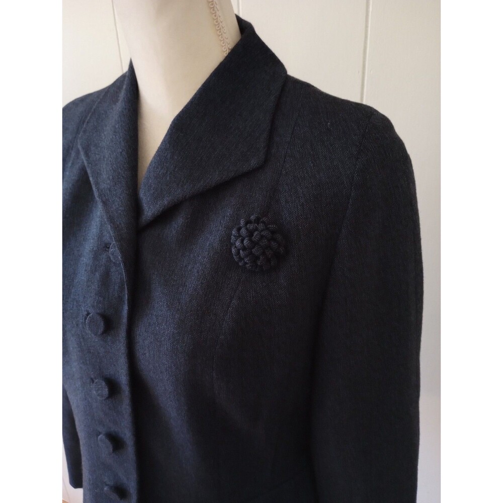 Vintage Hahne & Co Wool Blazer Jacket Women's Small Navy Blue Button Front 1950s - Picture 3 of 12